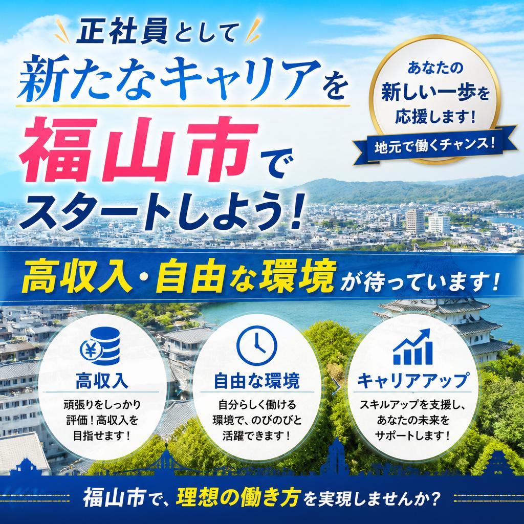 正社員として新たなキャリアを福山市でスタートしよう！高収入・自由な環境が待っています！
