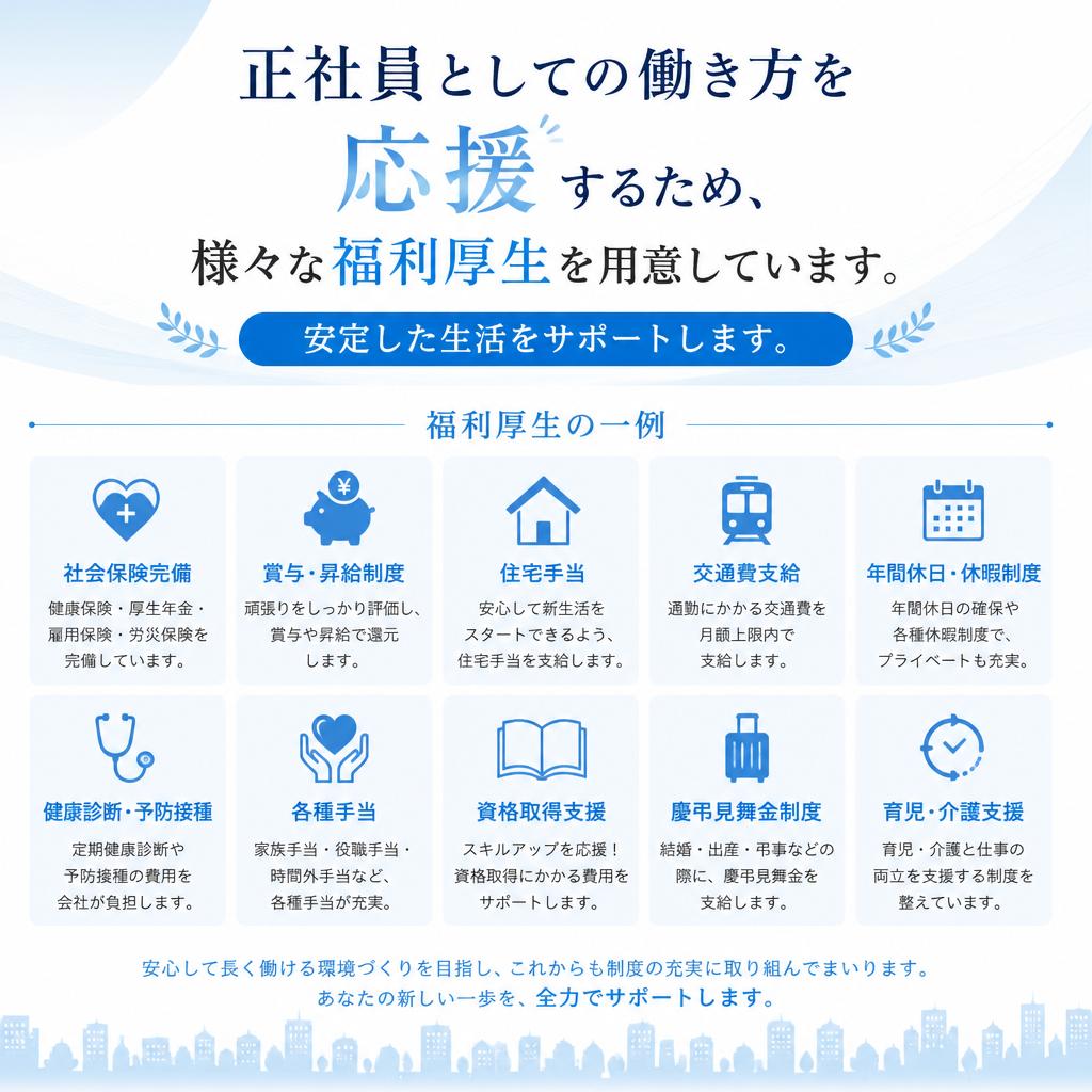 充実の福利厚生で安心して働ける環境